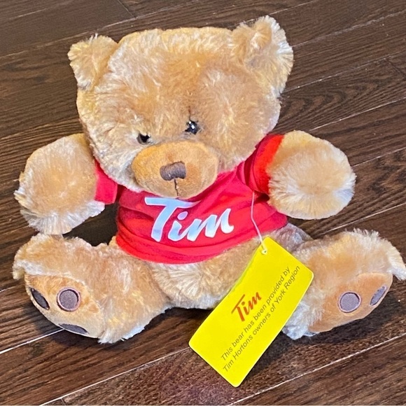 😍2/$20 NWT Tim Hortons Red T-Shirt Plush Stuffed Animal 8” - Picture 2 of 10